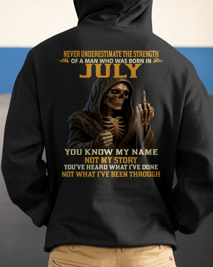 JULY - NEVER UNDERESTIMATE - BIRTHDAY T-SHIRT FOR MEN - ntnt07 (SKU26T-01-06-07)