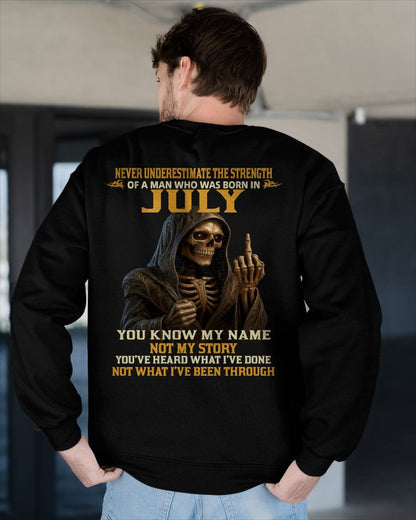 JULY - NEVER UNDERESTIMATE - BIRTHDAY T-SHIRT FOR MEN - ntnt07 (SKU26T-01-06-07)