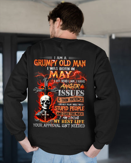 MAY - GRUMPY OLD MAN T-SHIRT - FUNNY SKULL ANGER ISSUES TEE - PERFECT GIFT FOR MEN ntnt05 / male (SKU12-319-05)