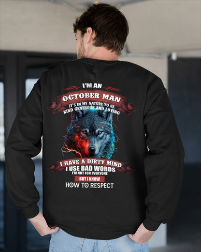 OCTOBER - KNOW HOW TO RESPECT - BIRTHDAY T-SHIRT FOR MEN - ntnt10 / male (SKU12-162-10)