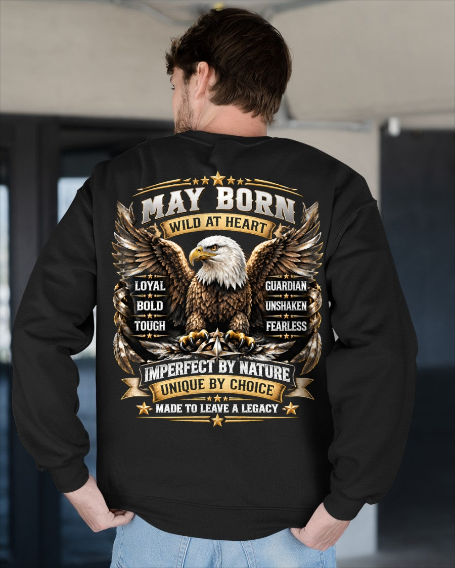 May Men Eagle Shirt – Wild At Heart Fearless Guardian T-Shirt, Born In May Gift for Men - From Boy - NTNT05 - (SKU2609-218-05)