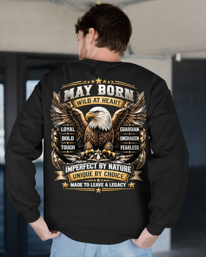 May Men Eagle Shirt – Wild At Heart Fearless Guardian T-Shirt, Born In May Gift for Men - From Boy - NTNT05 - (SKU2609-218-05)