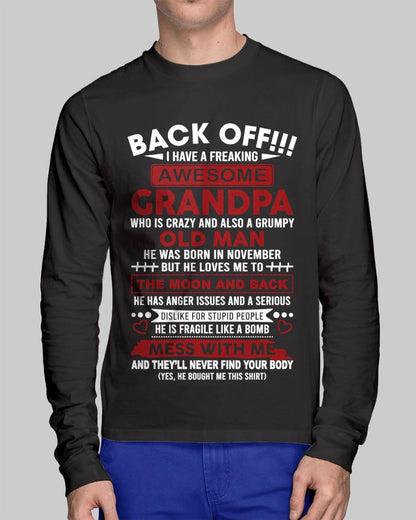 November – Back Off!!! I Have A Freaking Awesome Grandpa – Gift For Grandson And Granddaughter From Grandpa – ntnt11 (SKU10-153-11)