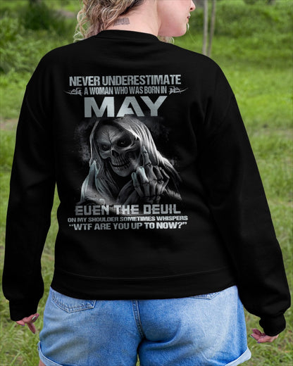 Never Underestimate A Woman Who Was Born In May – T-Shirt For Woman – ntnt05 (SKU09-13-05)