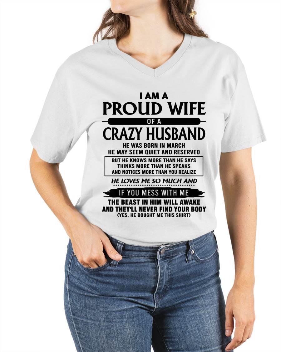 March - I Am A Proud Wife Of A Crazy Husband – Gift For Wife From Husband – ntnt03 (SKU26T-01-64-03)