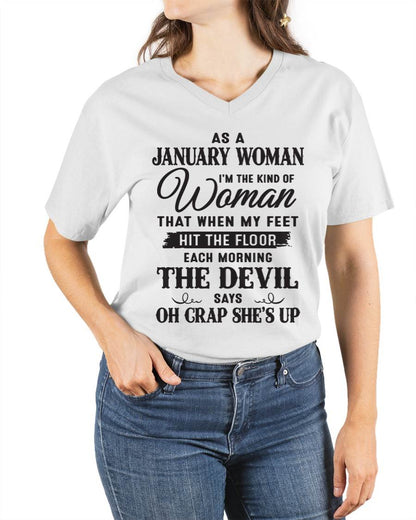 AS A JANUARY WOMAN - T-Shirt For Woman  – ntnt01 (SKU26T-01-36-01)