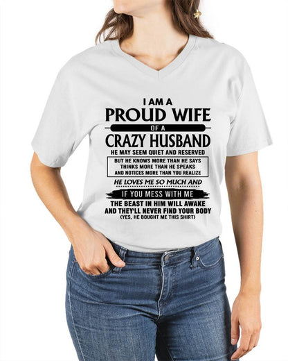 I Am A Proud Wife Of A Crazy Husband – Gift For Wife From Husband – ntnt00 (SKU26T-01-64-00)