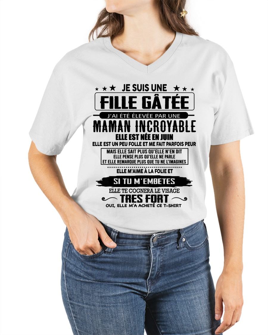 JUIN - T-SHIRT JE SUIS UNE FILLE CHANCEUSE – CADEAU TOUCHANT DE MAMAN INCROYABLE - fr06 / ntnt06 (SKU26T-0190-06)