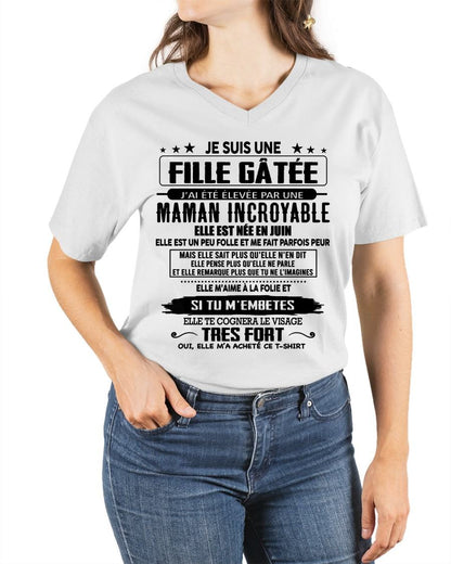 JUIN - T-SHIRT JE SUIS UNE FILLE CHANCEUSE – CADEAU TOUCHANT DE MAMAN INCROYABLE - fr06 / ntnt06 (SKU26T-0190-06)