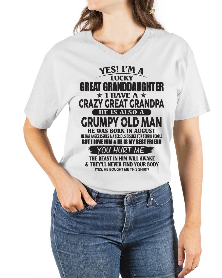 AUGUST - LUCKY GREAT GRANDDAUGHTER OF CRAZY GREAT GRANDPA - PERFECT GIFT FROM GREAT GRANDPA - ntnt08 (SKU12-287-08)