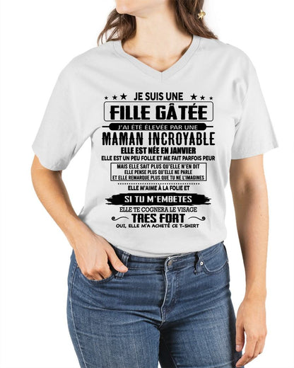 JANVIER - T-SHIRT JE SUIS UNE FILLE CHANCEUSE – CADEAU TOUCHANT DE MAMAN INCROYABLE - frntnt01 (SKU26T-0190-01)