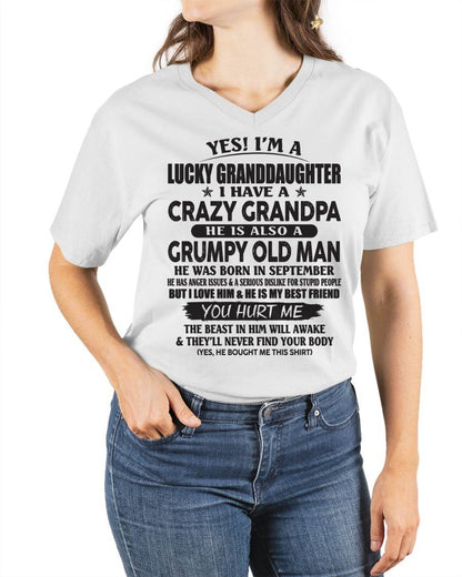 SEPTEMBER - LUCKY GRANDDAUGHTER OF CRAZY GRANDPA - PERFECT GIFT FOR YOUR GRANDDAUGHTER FROM GRANDPA - DTSM09 (SKU10-150-09)