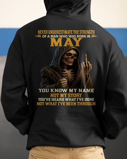 MAY - NEVER UNDERESTIMATE - BIRTHDAY T-SHIRT FOR MEN - ntnt05 (SKU26T-01-06-05)