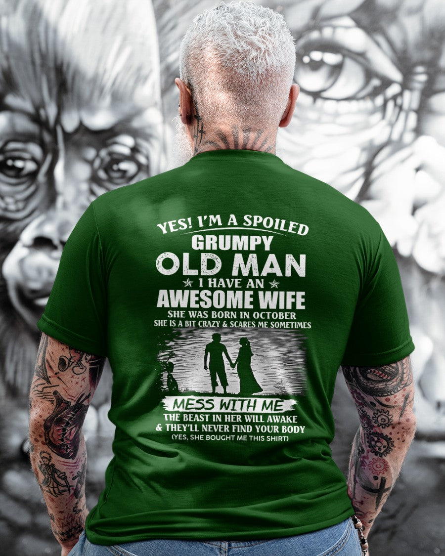 Awesome wife was born October - Gift for boyfriend, Gift for husband from wife - Perfect gift for your husband - ntnt10 (SKU10-79-10)