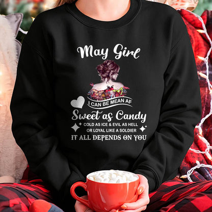 May Girl T-Shirt – Sweet As Candy, Cold As Ice - Birthday Gift for Women - ntnt05 (SKU26T-01-38-05)