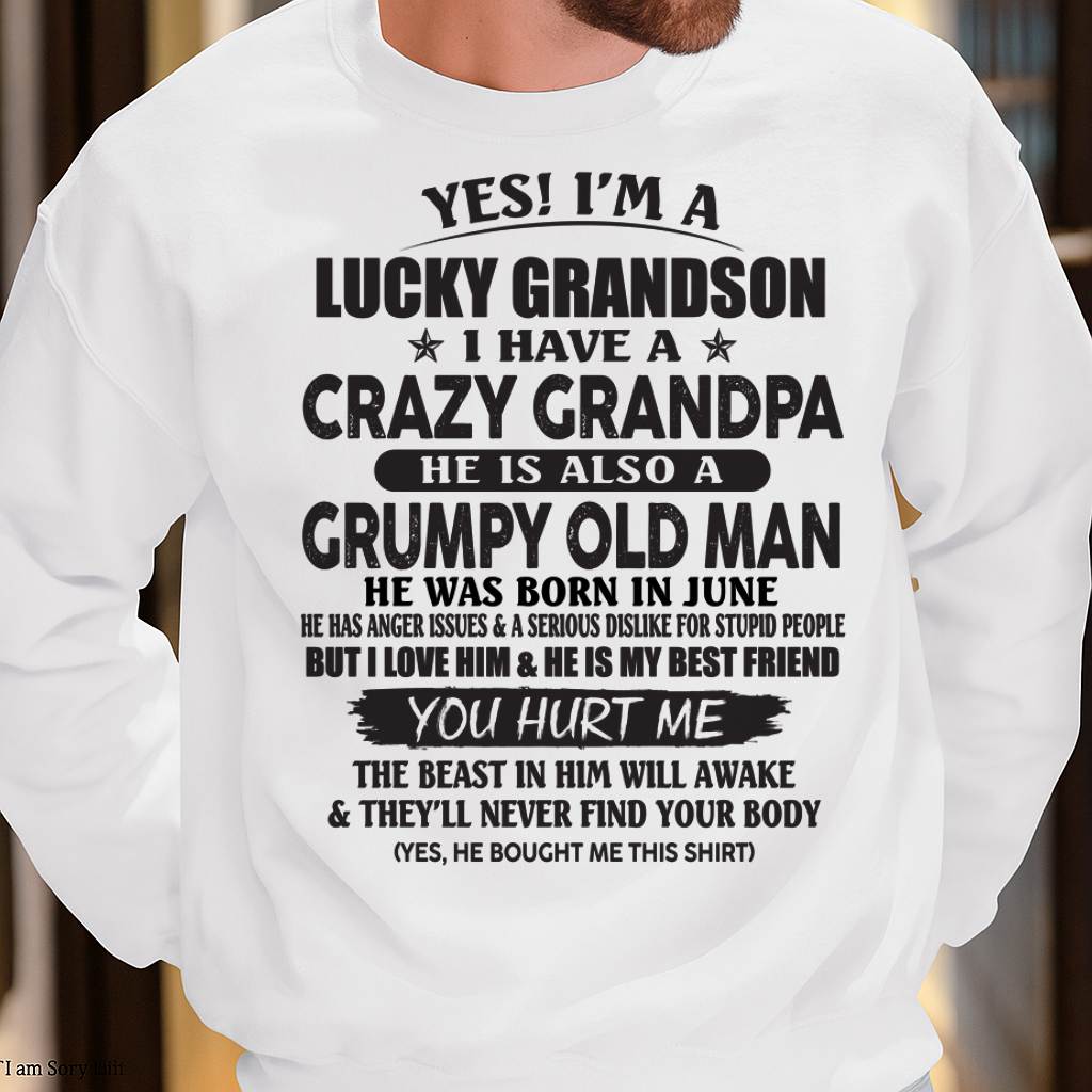 JUNE - LUCKY GRANDSON OF CRAZY GRANDPA -  PERFECT GIFT FROM GRANDPA - ntnt06 (SKU12-145-06)