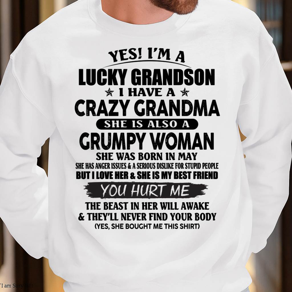 MAY - LUCKY GRANDSON OF CRAZY GRANDMA -  PERFECT GIFT FROM GRANDMA - ntnt05 (SKU12-113-05)