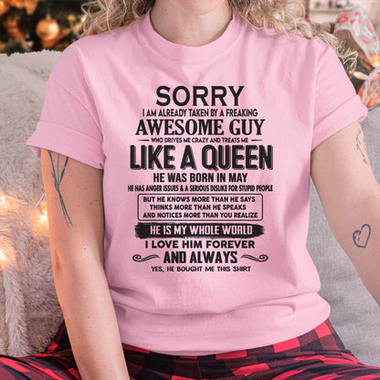 May - Sorry I am already taken by a freaking awesome guy - Gift for Wife From Husband - ntnt05 (SKU08-25-05)