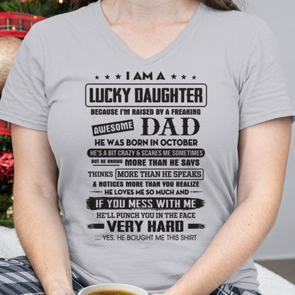 October - Lucky Daughter of Awesome Dad - Perfect Gift For Daughter From Dad - ntnt10 (SKU08-47-10)