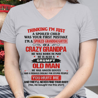 Spoiled Granddaughter of a Crazy Grandpa Shirt – Birthday Gift from May Grandpa / Man - ntnt05 (SKU12-200-05)