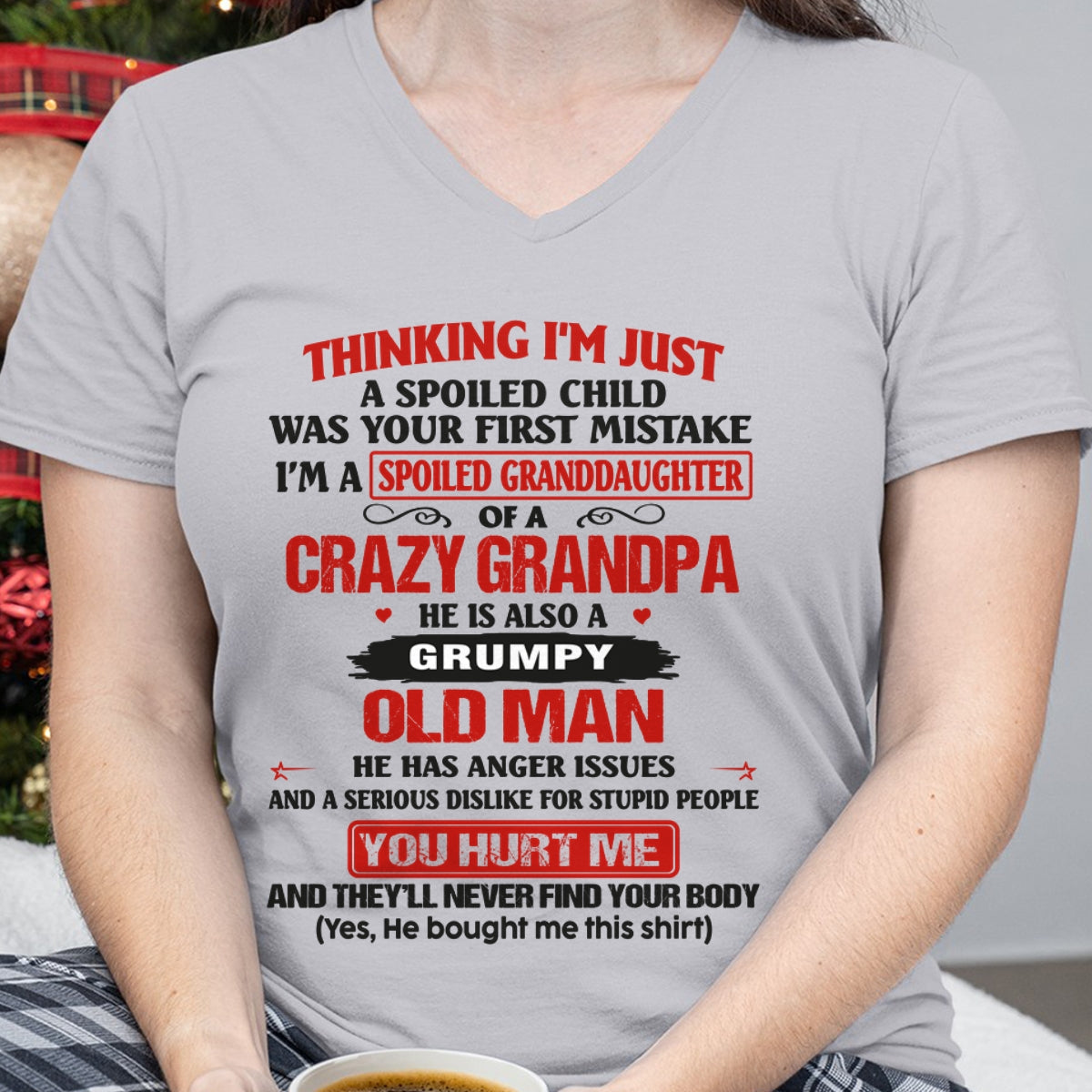 Spoiled Granddaughter of a Crazy Grandpa Shirt – Birthday Gift from Grandpa / Man - ntnt00 (SKU12-200-00)