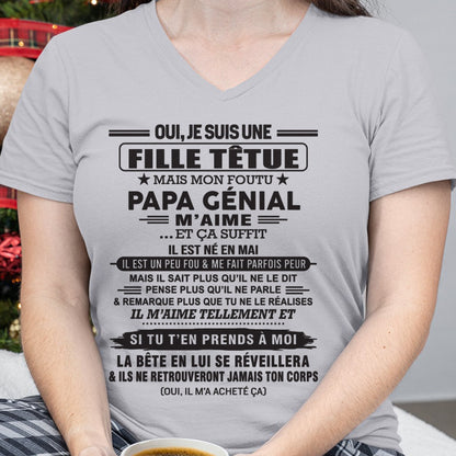 MAI - Oui, je suis une fille têtue – T-shirt | Cadeau d’anniversaire de papa pour sa fille - ntnt05 / fr05 (SKU12-214-05)