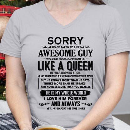 April - Sorry I am already taken by a freaking awesome guy - Gift for Wife From Husband - ntnt04 (SKU-SRG-04)